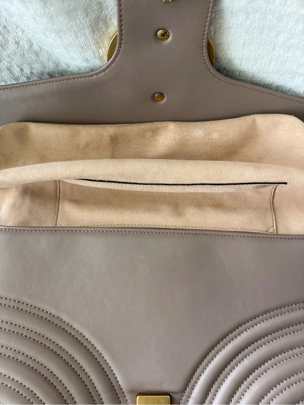 Authentic Gucci GG Marmont Medium Matelassé Shoulder Bag taupe FULL SET flap bag - Picture 14 of 16